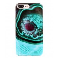 iPhone 7 Plus - TPU IMD Soft Full Case Printing Protective Cover Case - Green Black Crystal Stone Pattern